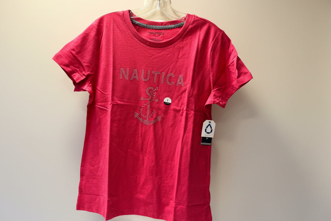 NEW!! Nautica Women Rhinestone Graphic T-Shirt  M