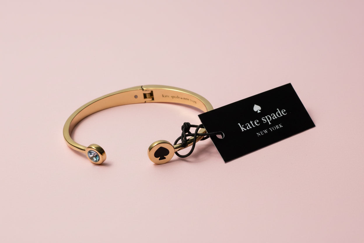 NEW!! Kate Spade Gold Plated Bangle (Black heart Design)